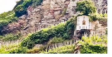 The sundial that gives the Wehlener Sonnenuhr vineyard, in the Mosel, it's name.