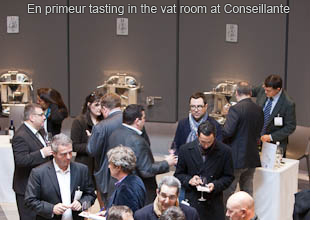 En primeur tasting in Conseillante's vat room.